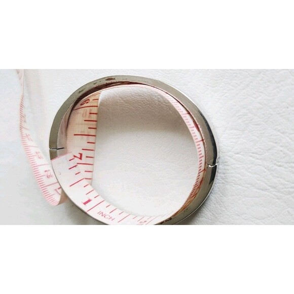 Coach Signature Logo Open Circle Hinged Bangle Silver Tone 6.75" - Picture 6 of 6